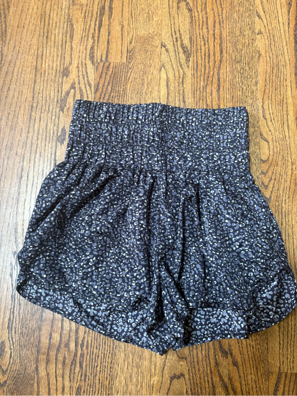 FP Movement Smocked Leopard Print White and Black Shorts